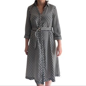 H&M Black and White Chevron Long Sleeve Dress